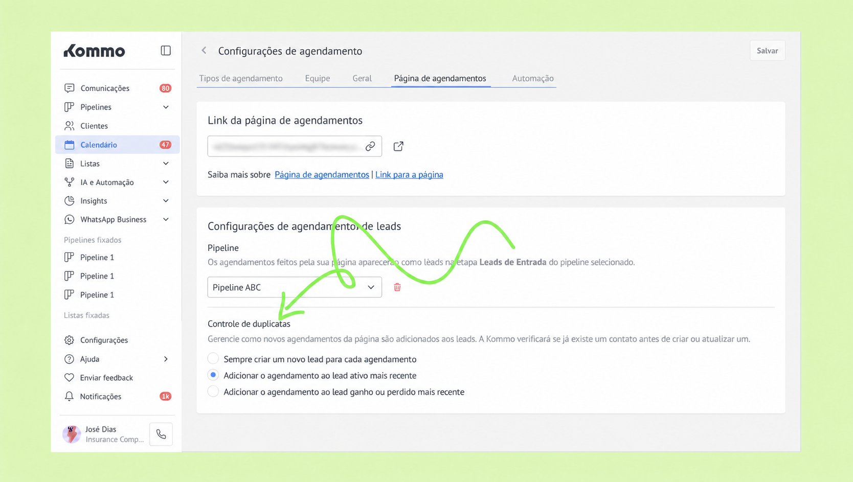 Settings page for lead management with options for handling duplicates highlighted.